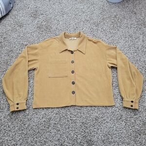 Madewell Knit Corduroy Crop Shirt Jacket Raw Tannin Yellow Cropped Size Small